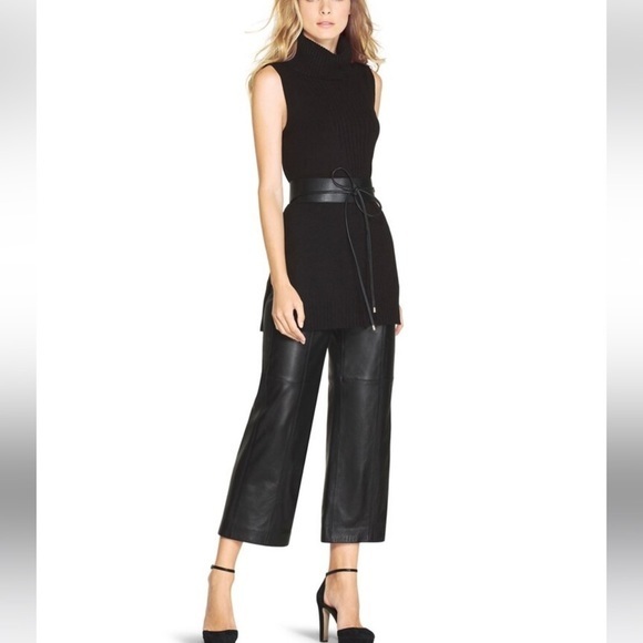 White House Black Market Pants - White House Black Market 100% leather straight leg culottes, NWT, size 8
